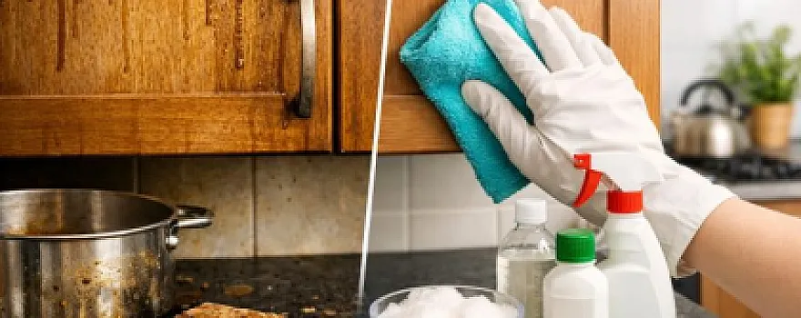 Mətbəx şkaflarını yapışqan qalıqlardan və köhnə yağdan necə tez təmizləmək olar