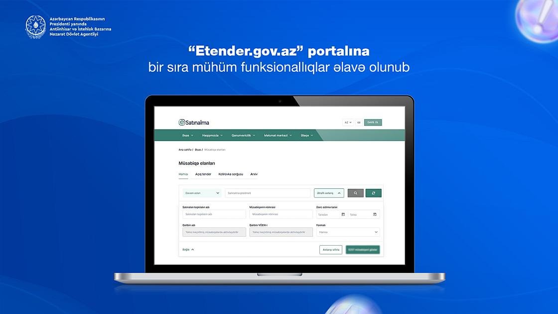 Dövlət satınalmalarının vahid internet portalına mühüm funksionallıqlar əlavə olunub
